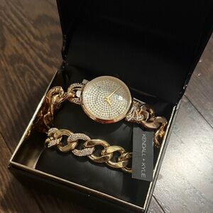 Kendall & Kylie Gold Chain Watch with Sparkling Accents